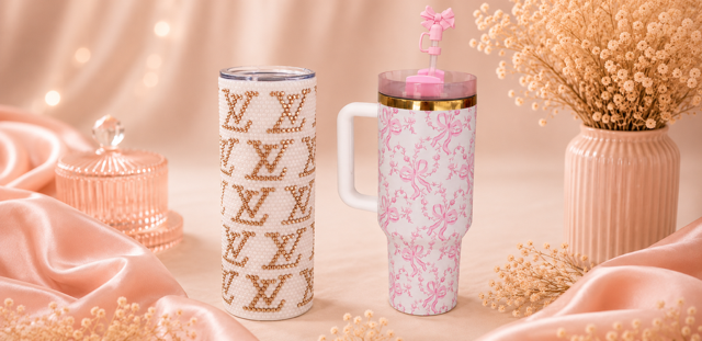 Drinkbekers met een touch of bling van Blingboetiek met de hand gemaakt