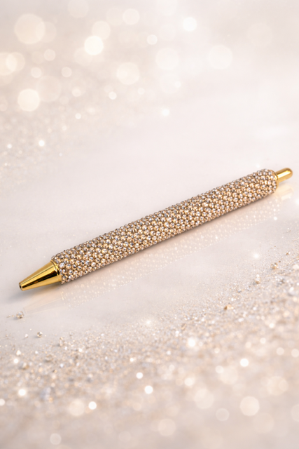 Bling pen met gouden strass steentjes cadeau