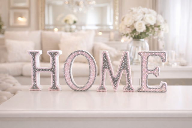 Houten Letters met Parels