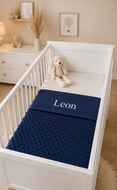 bubbel babydeken gepersonaliseerd babydeken met naam blauw