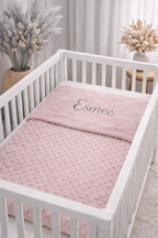 Babydeken bubbeldeken met naam Blingboetiek oudroze